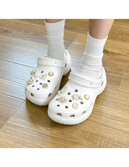 Encantos para Zapatos Brillantes Dorados - 12 Accesorios Unisex Encantos para Zapatos Brillantes Dorados - 12 Accesorios Unisex