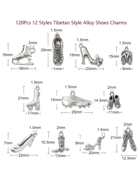 Encantos de Zapatos DanLingJewelry 120 Piezas 12 Estilos Encantos de Zapatos DanLingJewelry 120 Piezas 12 Estilos
