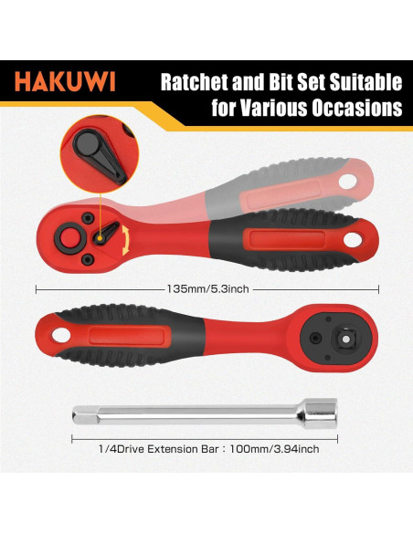 Juego de 35 Piezas de Llave Trinquete HAKUWI Métrico