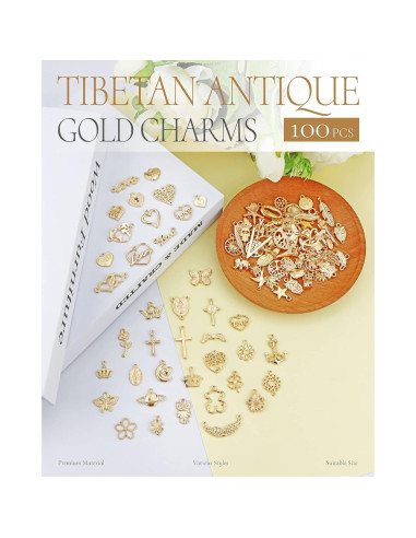 100 Piezas Encantos Dorados YETOOME para Hacer Joyas DIY