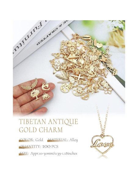 100 Piezas Encantos Dorados YETOOME para Hacer Joyas DIY