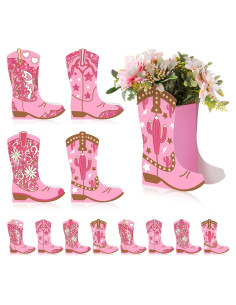 12 Cajas de Flores en Forma de Bota Vaquera Memorywuu Rosa