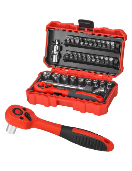 Juego de 35 Piezas de Llave Trinquete HAKUWI Métrico