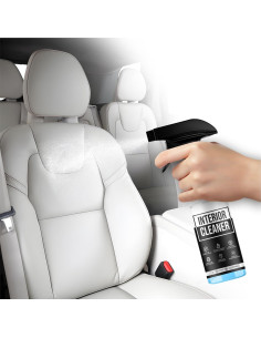 Limpiador Interior Teslux 16oz para Tesla Cuero Vegano Blanco y Negro 2