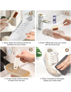 Kit de Limpieza de Zapatos NUKied - Cepillo 3 en 1 y Spray 2