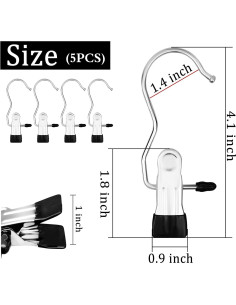 Ganchos de Lavandería FuninCrea 5 Pcs Acero Inoxidable Antideslizantes 2