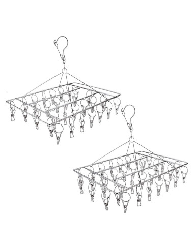 Perchas de Acero Inoxidable Tosnail con Clips - 2 Piezas