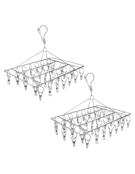 Perchas de Acero Inoxidable Tosnail con Clips - 2 Piezas