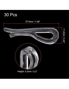 30 Clips Cocodrilo Plástico uxcell 37.5 mm Transparente 2