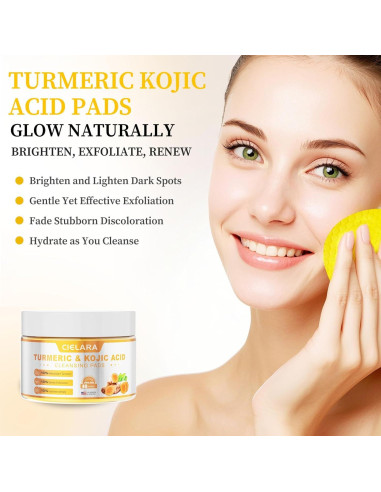 Pads de Limpieza CIELARA Ácido Kojico y Cúrcuma 49 Unidades