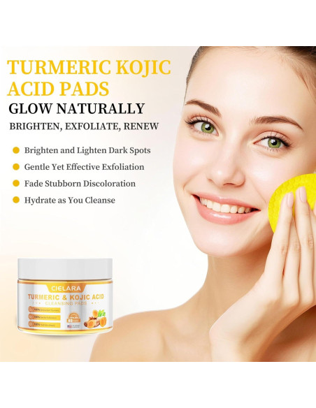 Pads de Limpieza CIELARA Ácido Kojico y Cúrcuma 49 Unidades
