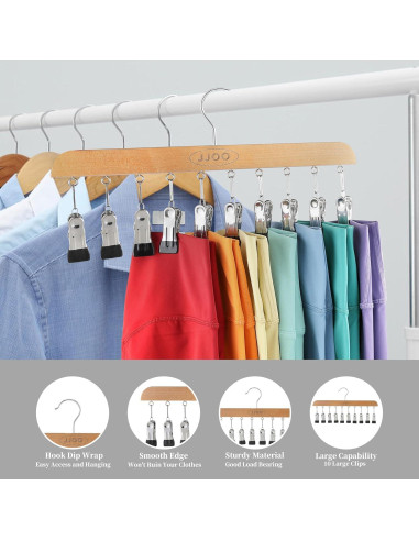 Organizador de Leggings JJOO con Clips y Mango de Madera