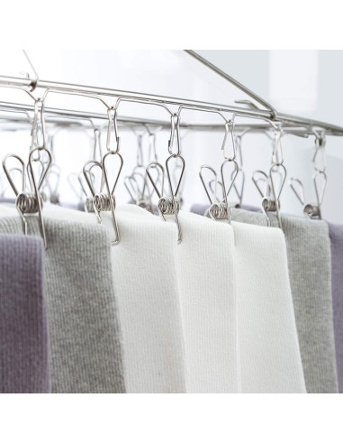 Perchas de Acero Inoxidable Tosnail con Clips - 2 Piezas