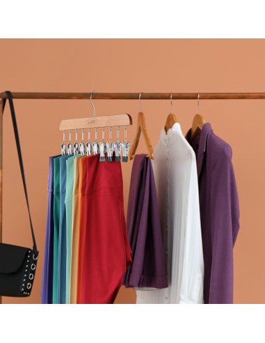 Organizador de Leggings JJOO con Clips y Mango de Madera