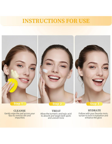 Pads de Limpieza CIELARA Ácido Kojico y Cúrcuma 49 Unidades