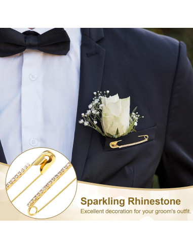 10 Alfileres de Seguridad con Rhinestones Dorados - SmallCat