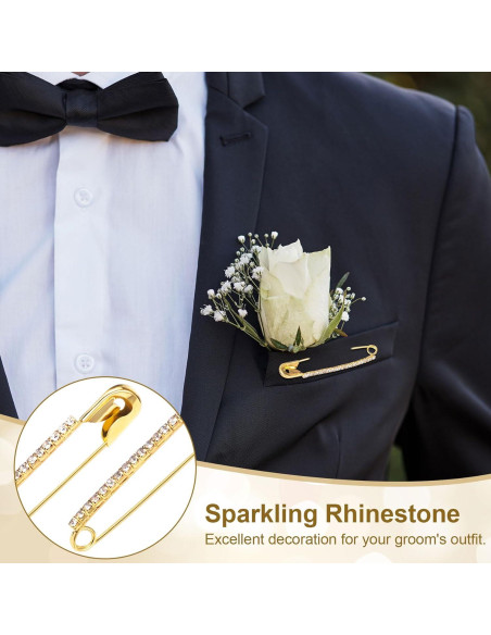 10 Alfileres de Seguridad con Rhinestones Dorados - SmallCat