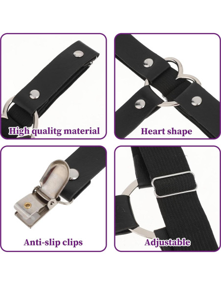 Tirantes ajustables para muslos de mujer - Cuero negro - 2 piezas