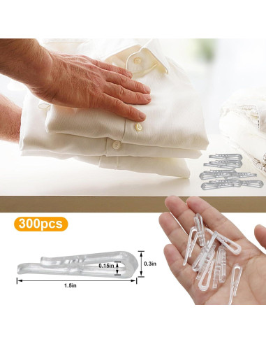 300 Clips de Cocodrilo de Plástico Transparente 38mm para Ropa