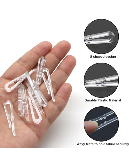 300 Clips de Cocodrilo de Plástico Transparente 38mm para Ropa