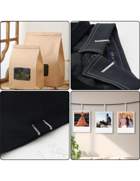 300 Clips de Cocodrilo de Plástico Transparente 38mm para Ropa