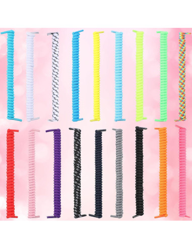 Cintas de Zapatos Elásticas Curly WILLBOND 18 Pares Multicolor