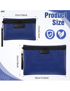 Bolsa de Documentos Nezyo A Prueba de Fuego 2 Pcs Azul 2