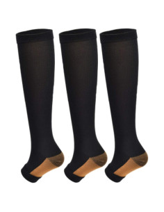 3 Pares Calcetines de Compresión Abiertos WOGOSVOR Negro S/M