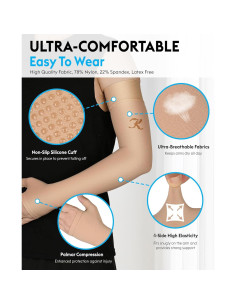 Manga de Compresión Médica KEKING 20-30 mmHg Beige 3XL 2