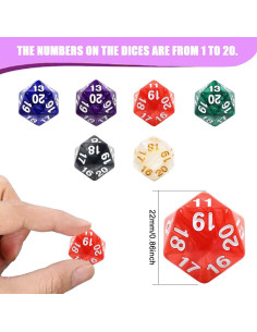Set 6 Dados D20 DND PECHOI 22mm para Juegos de Mesa 2