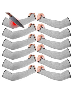Mangas Resistentes al Corte JaGely 6 Pares 45 cm Gris