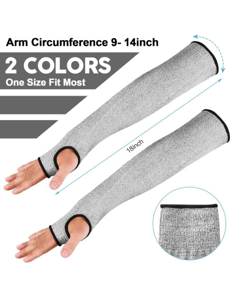 Mangas Resistentes al Corte JaGely 6 Pares 45 cm Gris