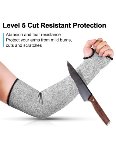 Mangas Resistentes al Corte JaGely 6 Pares 45 cm Gris