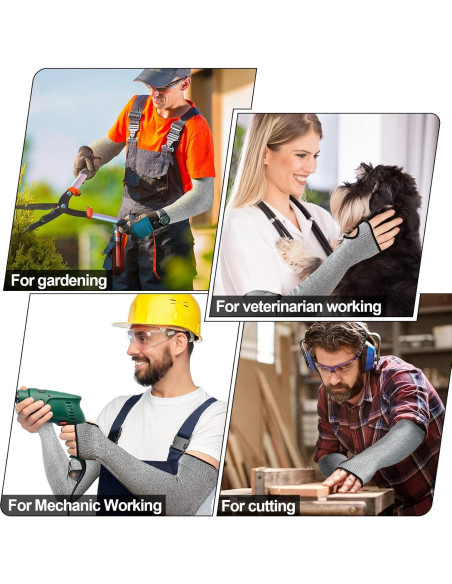 Mangas Resistentes al Corte JaGely 6 Pares 45 cm Gris