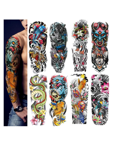 Tatuajes Temporales de Manga Completa PADOUN - 8 Hojas Resistentes