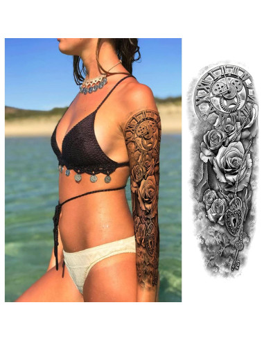 Mangas de Tatuajes Temporales ChurlChurl - 12 Hojas Diseño Variado