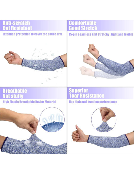 Chuarry 3 Pares de Mangas Protectivas Resistentes a Cortes Nivel 5
