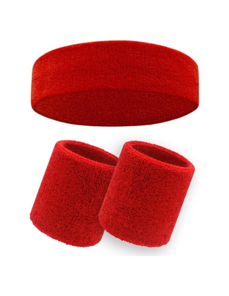 Conjunto de Banda para la Cabeza y Muñequera OKYESFLY Rojo