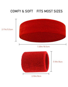 Conjunto de Banda para la Cabeza y Muñequera OKYESFLY Rojo 2