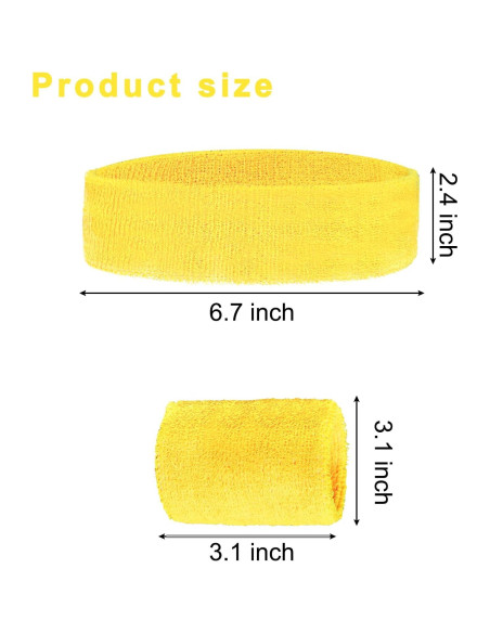 Conjunto de 3 Piezas Muñequera y Banda Sucrain Amarillo