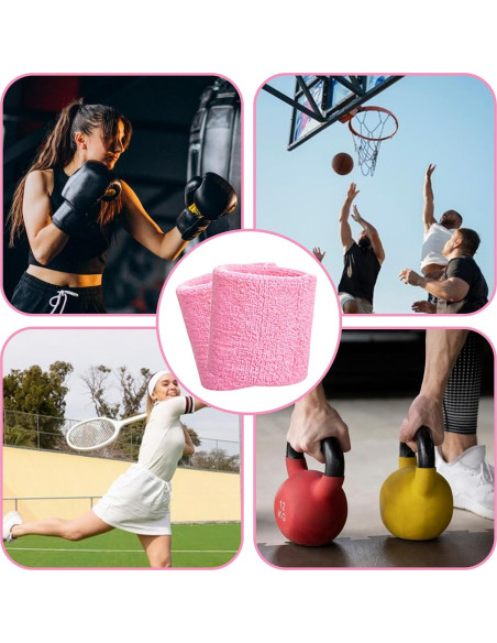 10 Muñequera Absorbente JJUNW Rosa para Multi-Deporte