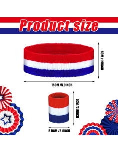 Conjunto de 6 Piezas Bandas para Sudor Hungdao - Rojo, Blanco, Azul 2