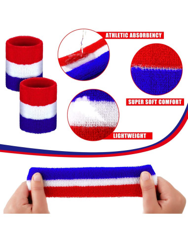 Conjunto de 6 Piezas Bandas para Sudor Hungdao - Rojo, Blanco, Azul