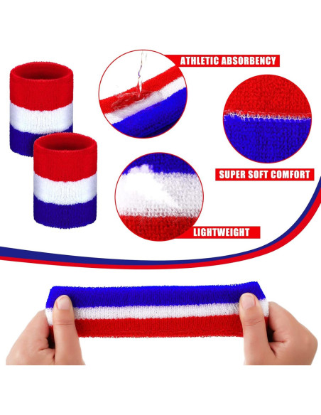 Conjunto de 6 Piezas Bandas para Sudor Hungdao - Rojo, Blanco, Azul