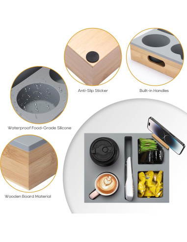 Bandeja para Portavasos ByNaRIX Sofá 30x25cm Gris