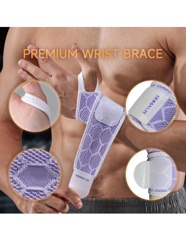 Faja de Muñeca Domaste Violeta - Soporte Ajustable Sin Neopreno