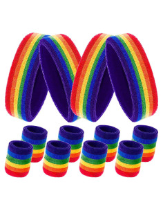 Juego de 12 Muñequera y Diademas Bememo - Arcoíris