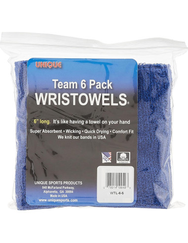 Toalla de Muñeca de Deporte Única 15.24 cm Azul (Paquete de 6)