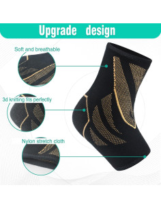 Fajas de Compresión para Tobillo CYCLXY - 2 Pares, Negro/Cobre 2