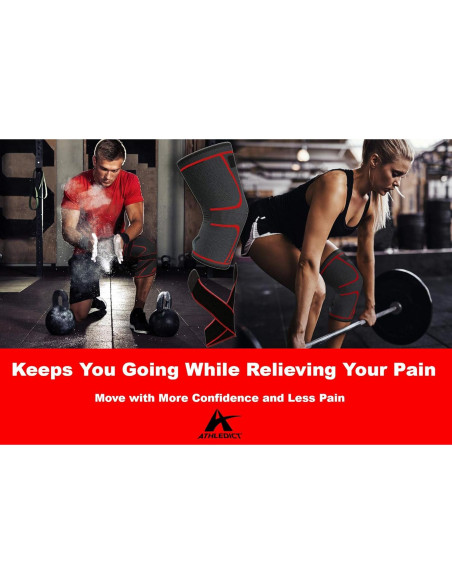 Manga de Compresión para Rodilla Athledict Grande Gris/Rojo